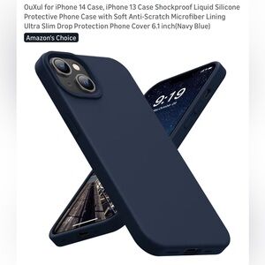 Navy Blue Shockproof Silicone Phone Case for iPhone 14/13